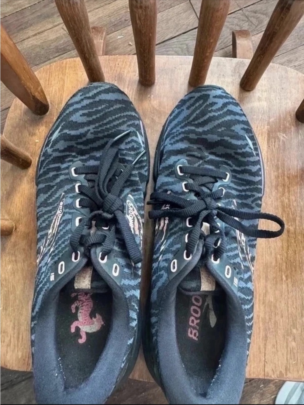 Brooks Women's Black and Gray Zebra-Pattern Running Sneakers